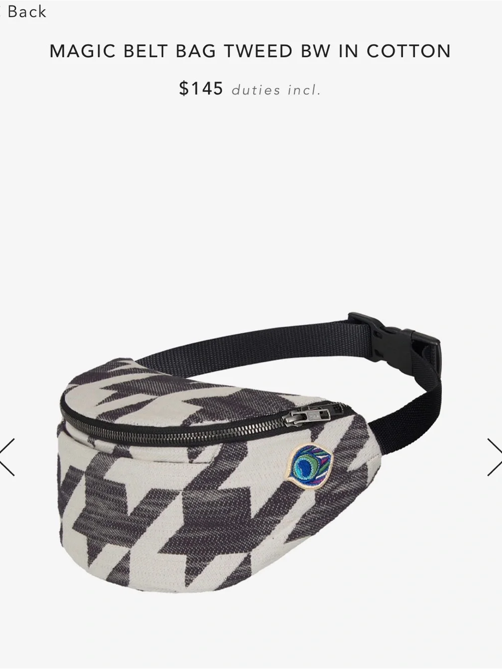 Artipoppe Magic Belt Bag in Tweed BW Cotton